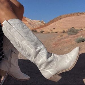 Free People Silver Suede Western Shiren Boots by Dolce Vita